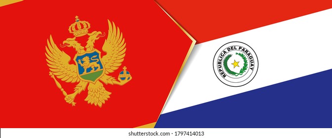 Banderas de Montenegro y Paraguay, dos banderas vectoriales símbolo de relación o enfrentamiento.
