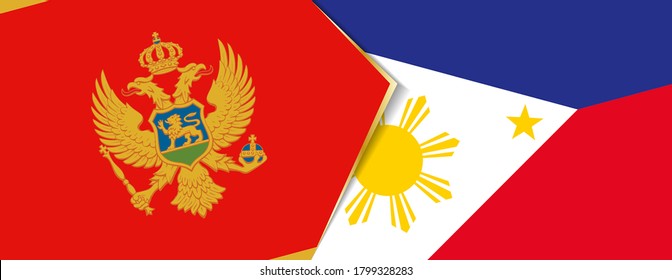 Montenegro and Philippines flags, two vector flags symbol of relationship or confrontation.