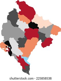 Montenegro political map with pastel colors.