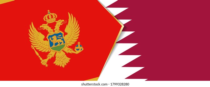 Montenegro and Qatar flags, two vector flags symbol of relationship or confrontation.