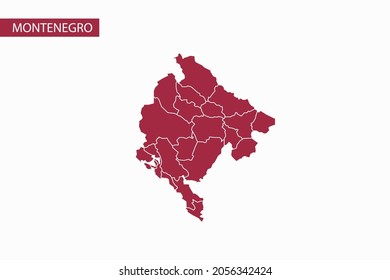 Montenegro rote Karte detaillierte Vektorgrafik.