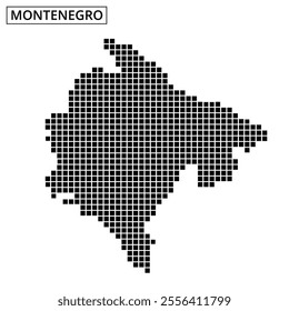 Montenegro is represented with a dotted outline on a clear background, showcasing its geographical shape.