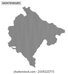 Montenegro is represented with a dotted outline on a clear background, showcasing its geographical shape.