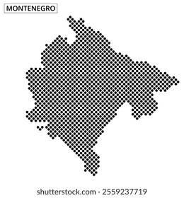 Montenegro is represented with a dotted outline on a clear background, showcasing its geographical shape.