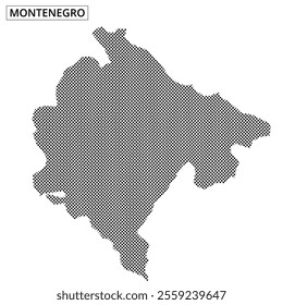 Montenegro is represented with a dotted outline on a clear background, showcasing its geographical shape.