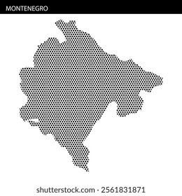 Montenegro is represented with a dotted outline on a clear background, showcasing its geographical shape.