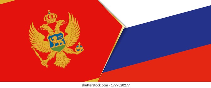 Montenegro and Russia flags, two vector flags symbol of relationship or confrontation.