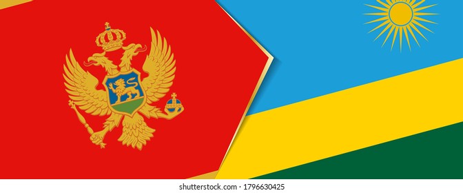 Banderas de Montenegro y Ruanda, dos banderas vectoriales símbolo de relación o enfrentamiento.