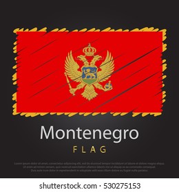 Montenegro scribbled flag. hand drawn lines in Vector Format on Gray Background. Vector illustration eps 10.