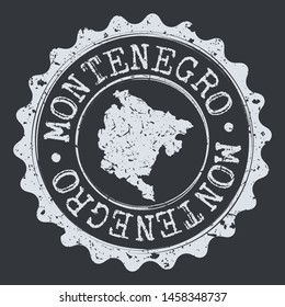 Montenegro Seal Map. Silhouette Postal Passport Stamp. Round Vector Icon Postmark.