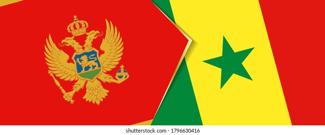 Montenegro and Senegal flags, two vector flags symbol of relationship or confrontation.
