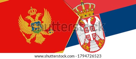 Montenegro and Serbia flags, two vector flags symbol of relationship or confrontation.