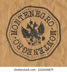 Montenegro Stamp Travel Passport. Design Retro Symbol Country. Old Vintage Postmark.