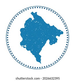 Montenegro sticker. Travel rubber stamp with map of country, vector illustration. Can be used as insignia, logotype, label, sticker or badge of Montenegro.