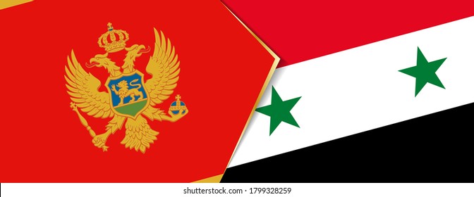 Montenegro and Syria flags, two vector flags symbol of relationship or confrontation.