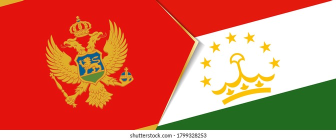 Montenegro and Tajikistan flags, two vector flags symbol of relationship or confrontation.