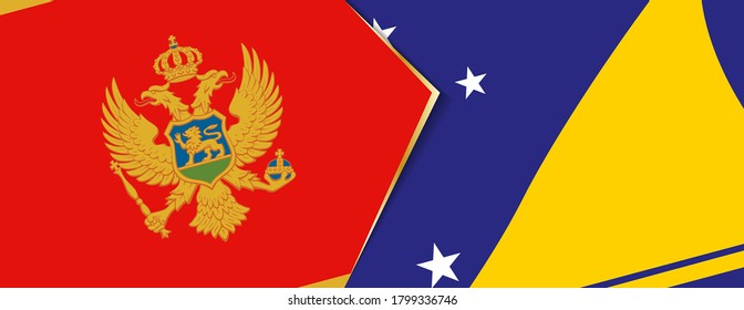 Banderas de Montenegro y Tokelau, dos banderas vectoriales símbolo de relación o enfrentamiento.