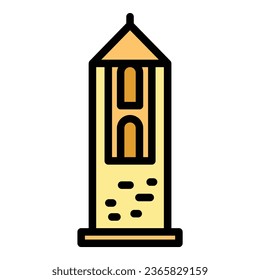 Montenegro tower icon outline vector. Balkan coast. Area atlas color flat