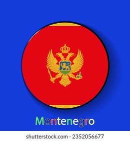 Montenegro vector flag. Football europe 2024 tournament championship. Round badges of the country in the actual championship colors.