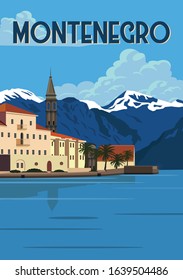 Montenegro Vector Illustration Background. Travel to Montenegro, Country in The Balkans Europe. Flat Cartoon Vector Illustration in Colored Style.