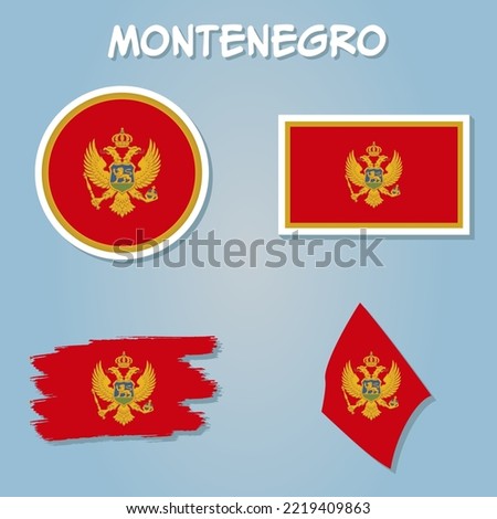 Montenegro vector map silhouette illustration isolated on blue background.