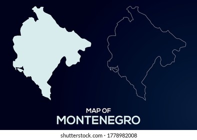 Montenegro vector map silhouette isolated. Abstract design, High detailed silhouette illustration. Full Editable Montenegro map vector file.Montenegro vector map silhouette isolated. Abstract design