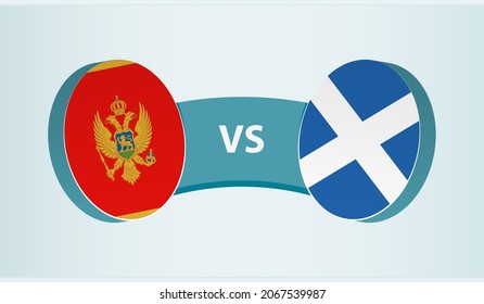 Montenegro versus Scotland, team sports competition concept. Round flag of countries.
