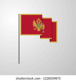 Montenegro waving Flag creative background
