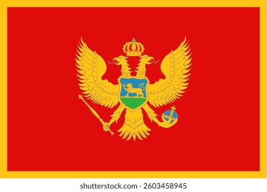 Montenegro waving flag pattern background. Realistic national flag design. Abstract vector template.