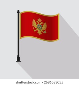 Montenegro ondeando bandera Ilustración vectorial de poste