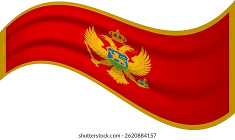 Bandera ondulada de Montenegro, ondeando Ilustración vectorial de bandera
