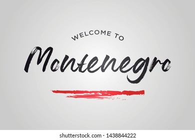 Montenegro Welcome To Word Text with Creative Handwritten Font Design Vector Illustration. - Vector