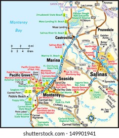 Mapa da área de Monterey, Califórnia