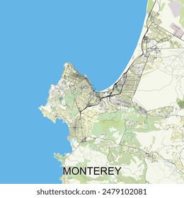 Monterey, California, USA map poster art