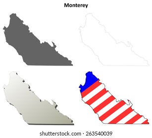 Monterey County (California) Outline Map Set