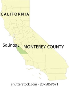 Monterey County and city of Salinas location on California state map
