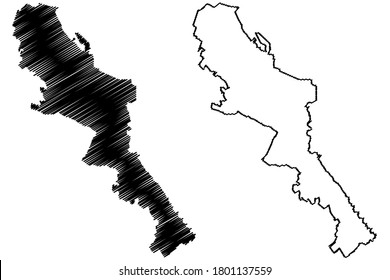 Monterrey City (United Mexican States, Mexico, Free and Sovereign State of Nuevo Leon) map vector illustration, scribble sketch City of Monterrey map