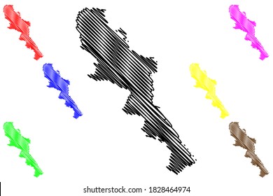 Monterrey City (United Mexican States, Mexico, Free and Sovereign State of Nuevo Leon) map vector illustration, scribble sketch City of Monterrey map