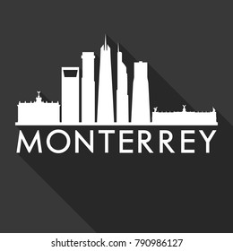 Monterrey Mexico America Flat Icon Skyline Silhouette Design City Vector Art Famous Buildings.