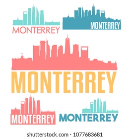 Monterrey Mexico Flat Icon Skyline Vector Silhouette Design Set