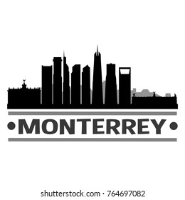 Monterrey Mexico Skyline Silhouette Stamp City Design Vector Art Template 
