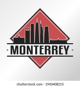 Monterrey, Nuevo Leon, Mexico Skyline Logo. Adventure Landscape Design Vector City Illustration Vector illustration.