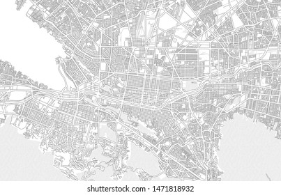 Monterrey, Nuevo León, Mexico, bright outlined vector map with bigger and minor roads and steets created for infographic backgrounds.