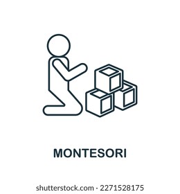 Montesori line icon. Monochrome simple Montesori outline icon for templates, web design and infographics