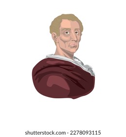 Montesquieu (1689 – 1755). French political thinker. He is known for his view of the separation of powers principle. Vector illustration portrait.