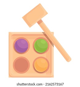 Montessori Ball Mallet Icon Cartoon Vector. Wood Toy. School Education