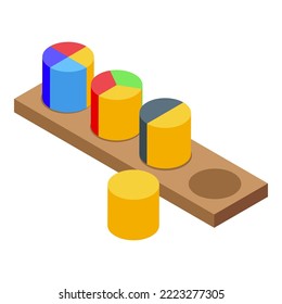 Icono del juego Montessori vector isométrico. juguete educativo. Math kid