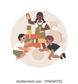 Montessori preschool abstract concept vector illustration.
