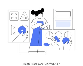 Montessori preschool abstract concept vector illustration. Montessori kindergarten, preschool program, early education, private daycare center, child development method abstract metaphor.