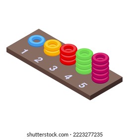Montessori toy circle icon isometric vector. Wood education. Smart shape
